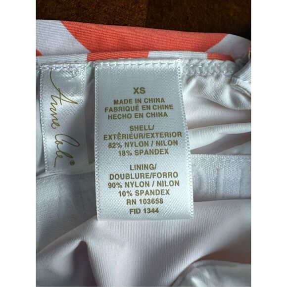 Anne Cole NWT size XS Retro Square neck coral/white print tankini swim top - Picture 9 of 12